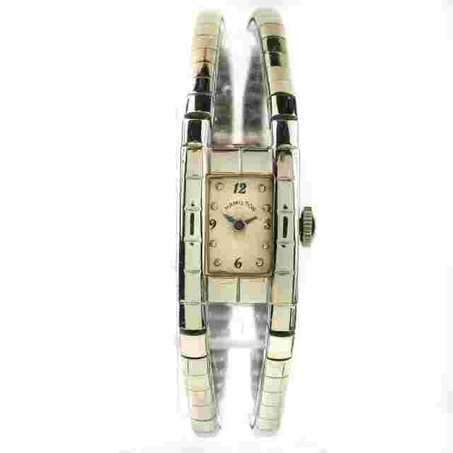 Vintage Ladies Lord Elgin 14kt Solid White Gold Double Strand Watch