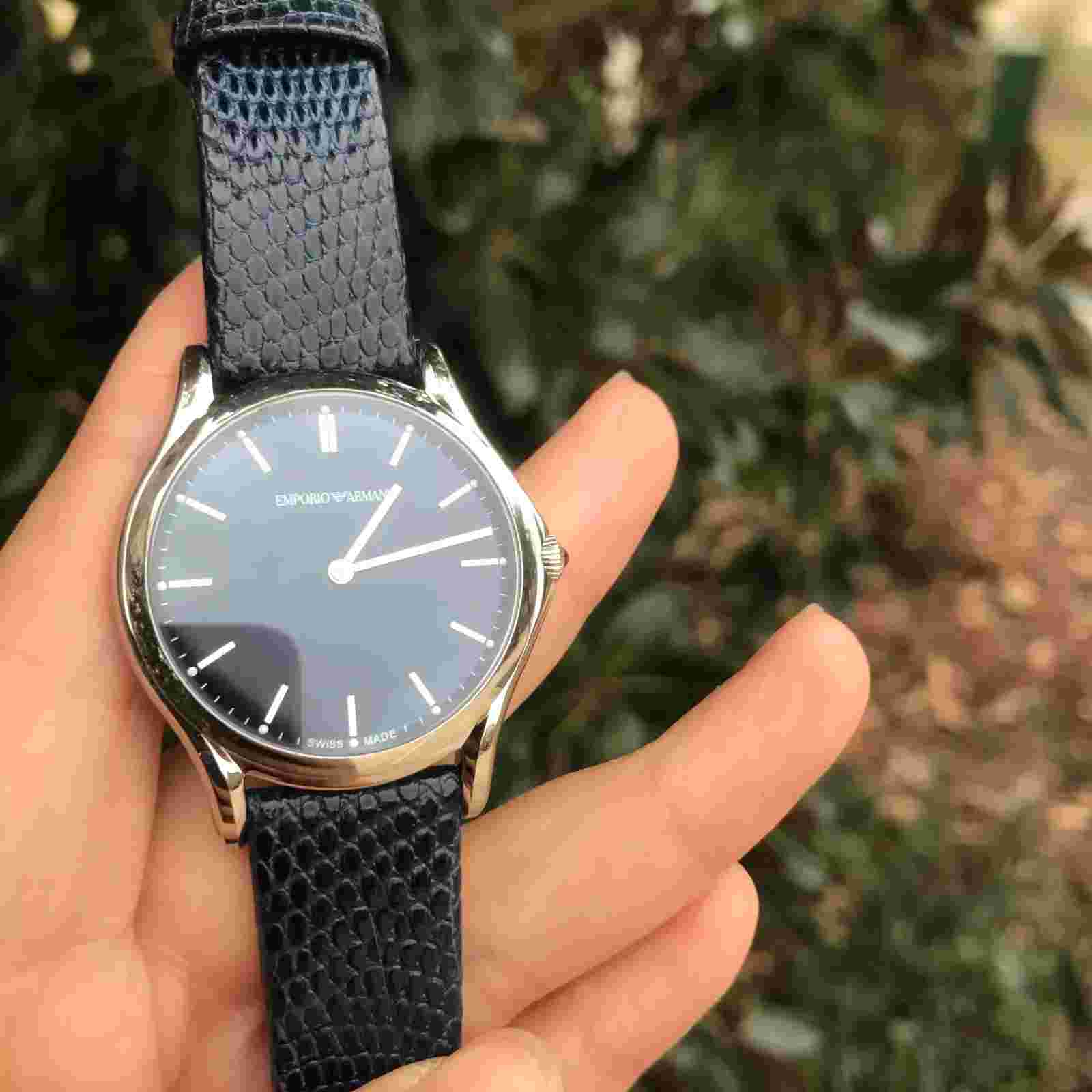 Emporio Armani Swiss Made Women Watch Lizard Leather Strap ARS2012