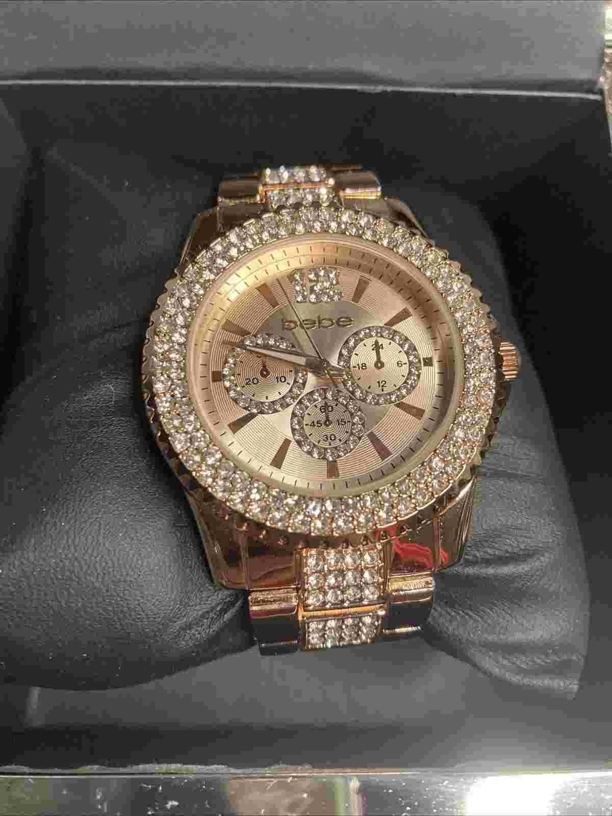 BeBe watch women's Rose Gold Bling Rhinestones