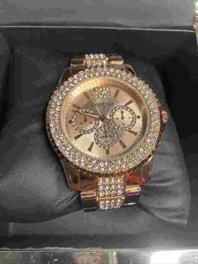 BeBe watch women's Rose Gold Bling Rhinestones