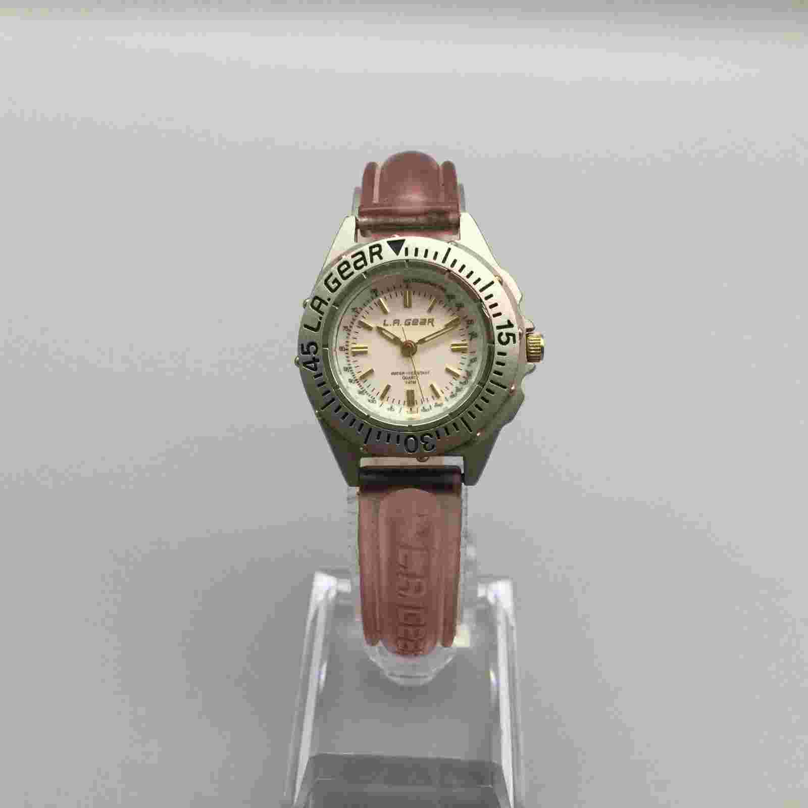 Vintage LA Gear Watch Women 26mm Silver Gold Two Tone Pink Band New Battery
