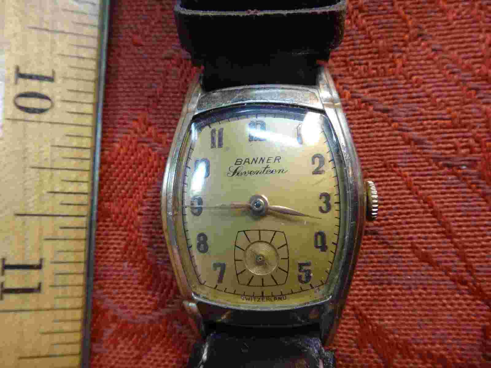 Vintage Banner Seventeen Oval Watch 17 Jewels Switzerland Movement TOH