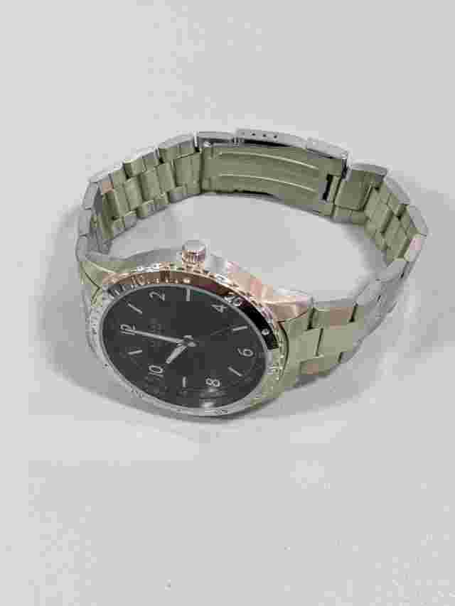 Azzaro Chrome Black Dial Silver Tone Stainless Steel Band Watch 8 Inch