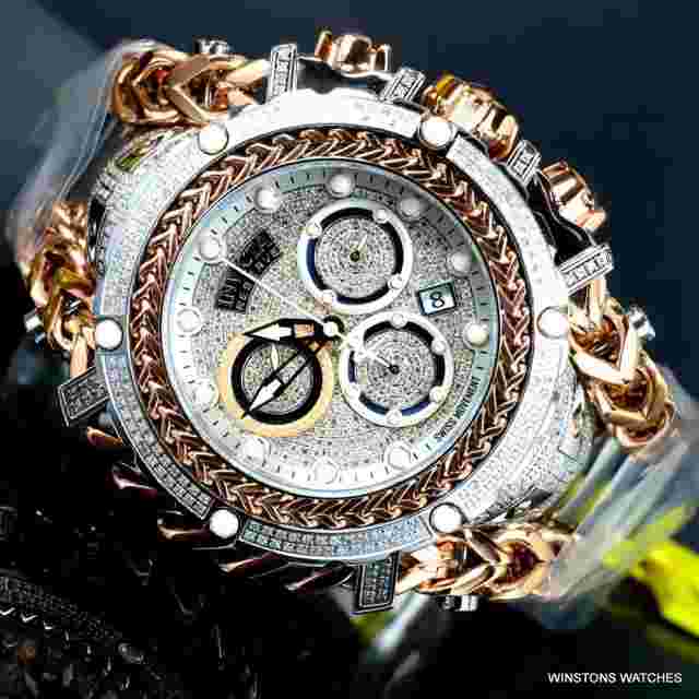 Invicta Reserve Gladiator 2.92CTW Diamond 2 Tone Rose Swiss Steel 61mm Watch New