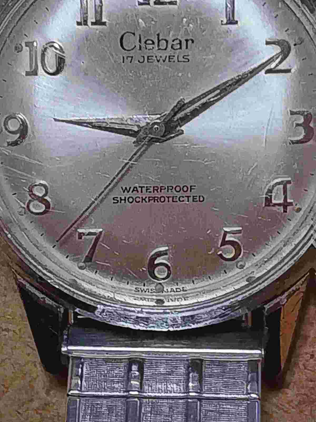 Vintage Clebar Swiss  Clebar 17 Jewels Wind Up Mechanical Watch PARTS OR REPAIR