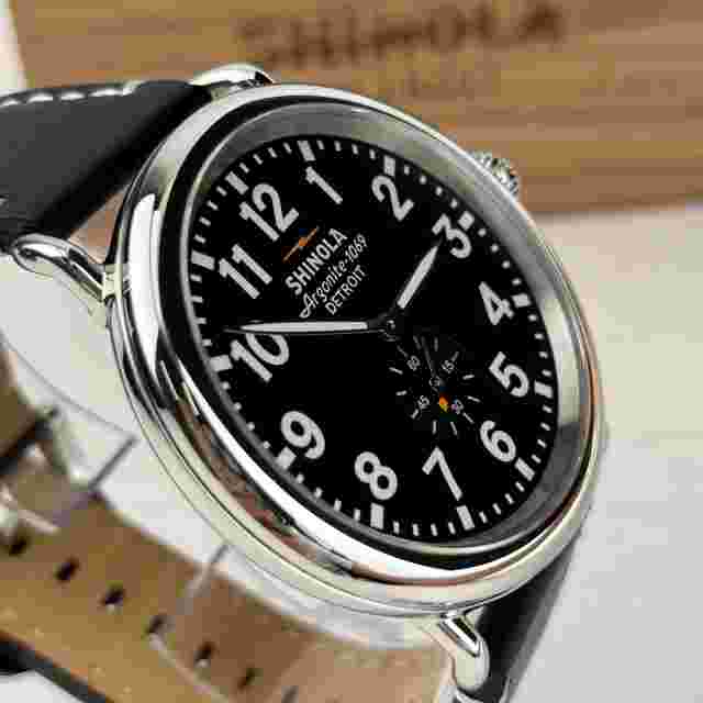 Shinola The Runwell 47mm Black Dial Leather Strap Argonite 1069 Men's Watch