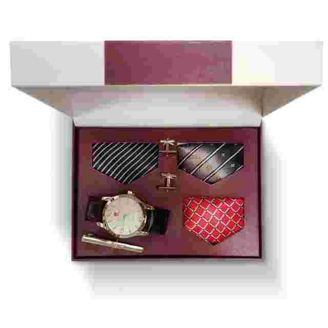 Luis Cardini 19717  Watch Gift Box Set for Men ? Watch, Cufflinks & 3 Ties