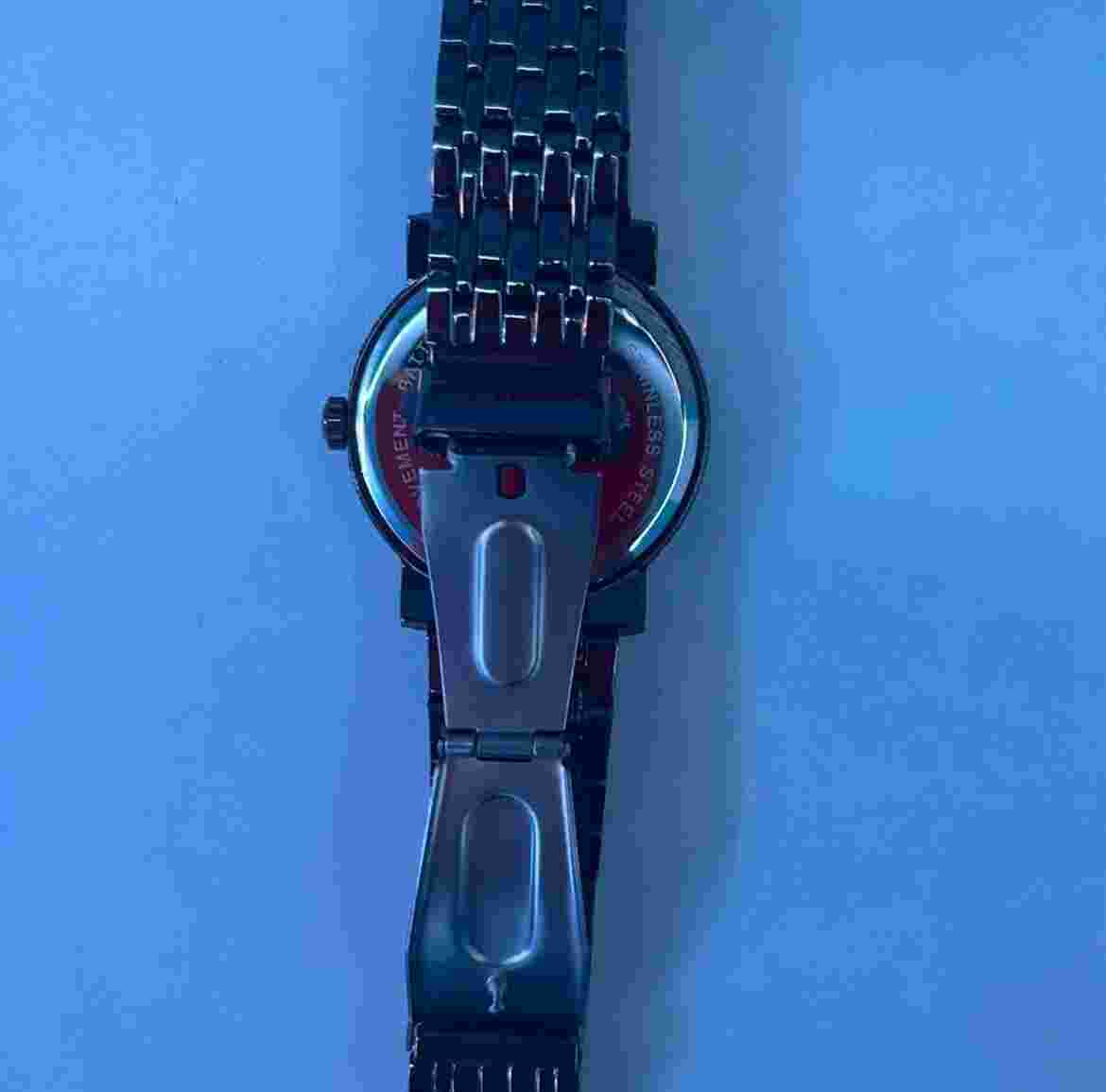 Geoffrey Beene Dark Silver Blue Sapphire Watch