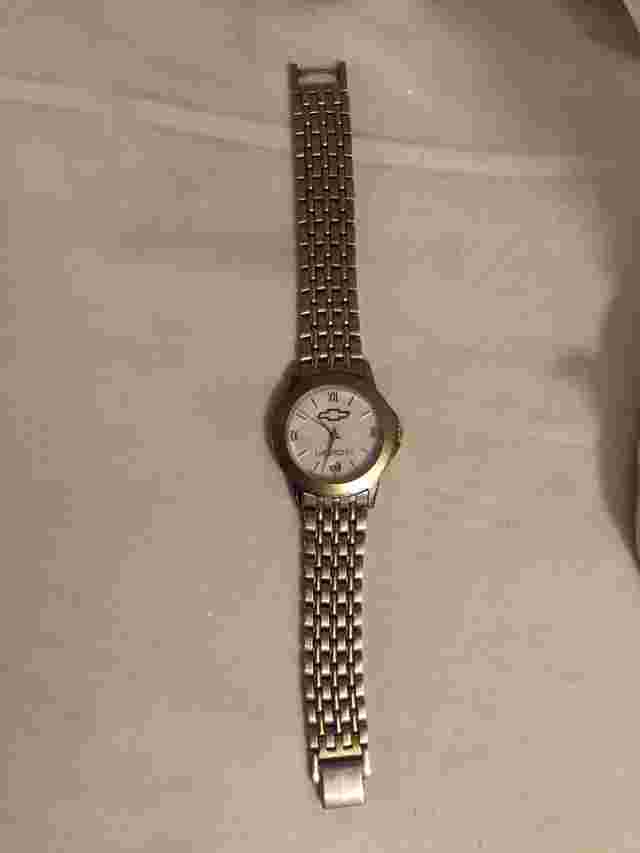 Vintage Chevrolet Dated Watch Gold Tone color "Works" 8"Long Full Opened Length