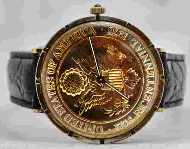 Vintage Le Jour 1976 Bicentennial 17J Sterling Silver Eagle Dial Watch