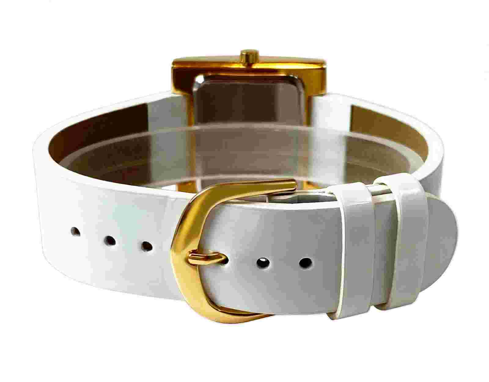 Pedre Women's Gold-Tone Watch 6012GX w Glossy White Strap. MINT