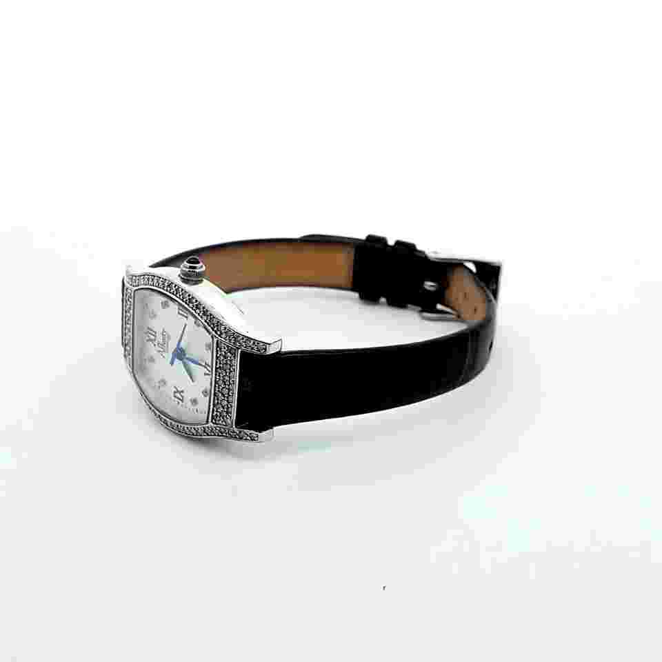 Affinity Diamond Watch Women Sterling Silver White Dial Leather Band Working