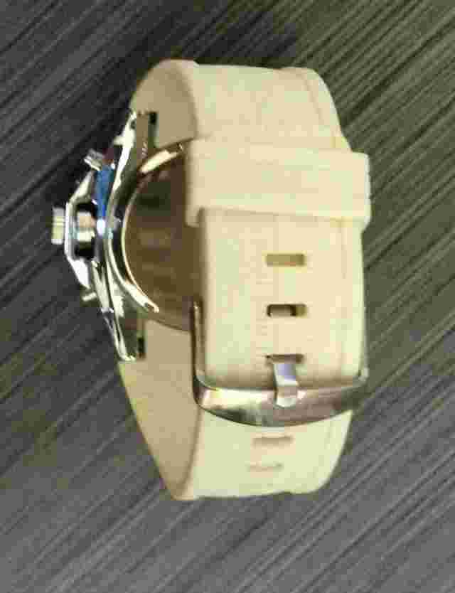 Santini Silver  Men's Watch Round Gold Dial on a White Rubber Strap Band New!