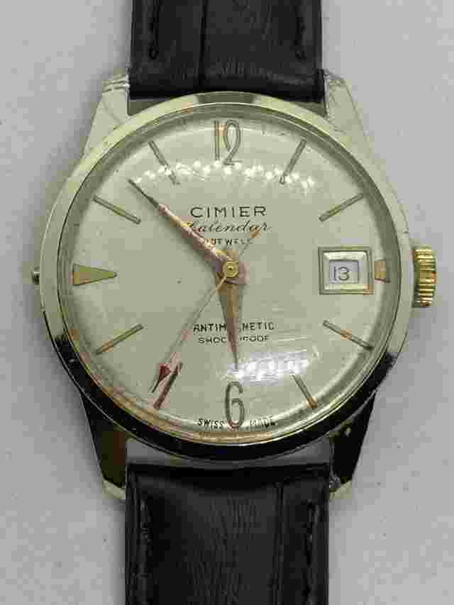 Vintage Rare 60s CIMIER Calender 5Jewels Swiss Made Manual Wind Mens Watch
