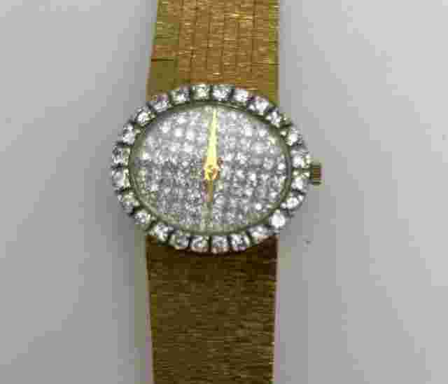 Bueche Girod 18K Gold Watch with Diamond Bezel and Diamond Dial