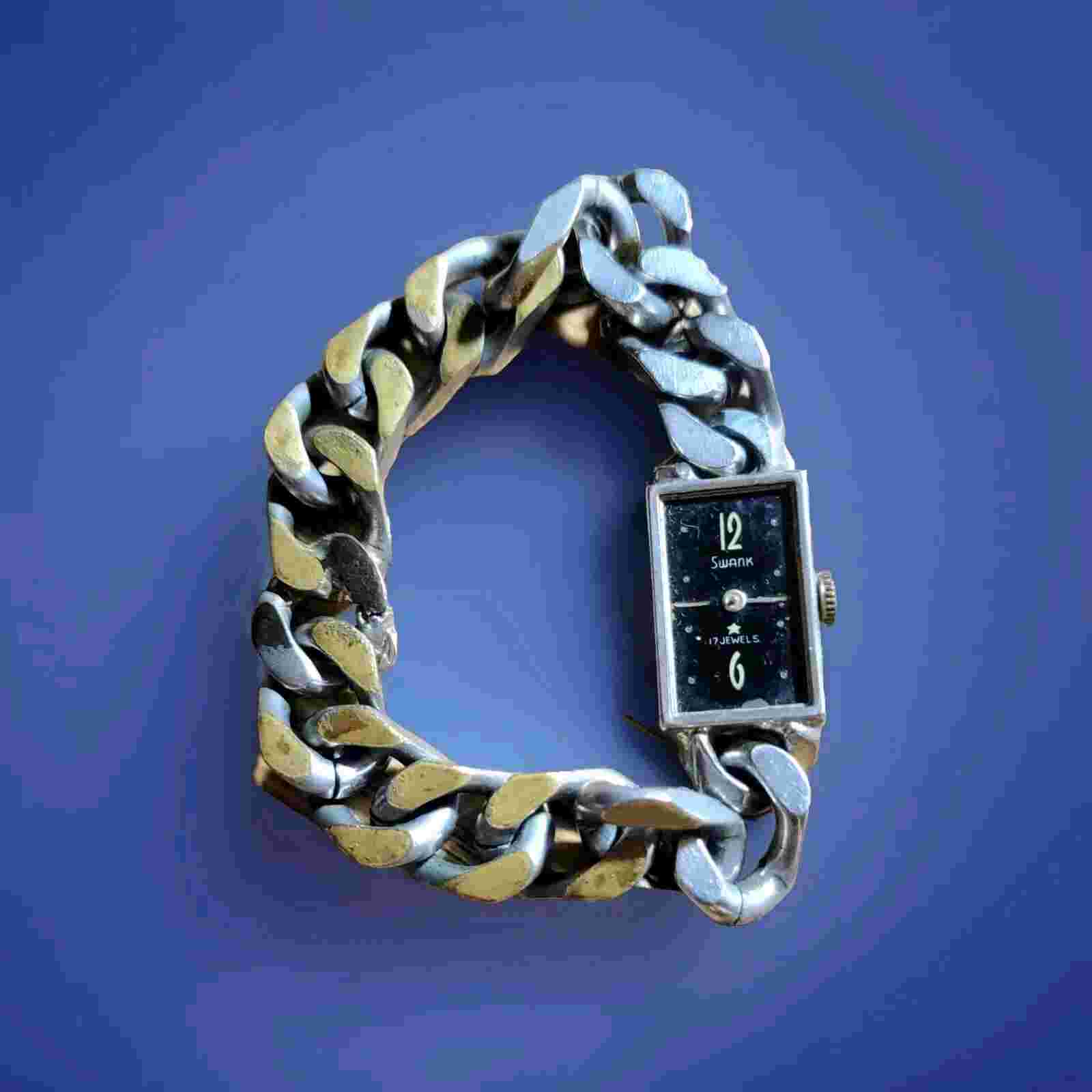 Swank 17 Jewel Watch Bracelet Needs New Battery/Face Plate or For Parts/Repair