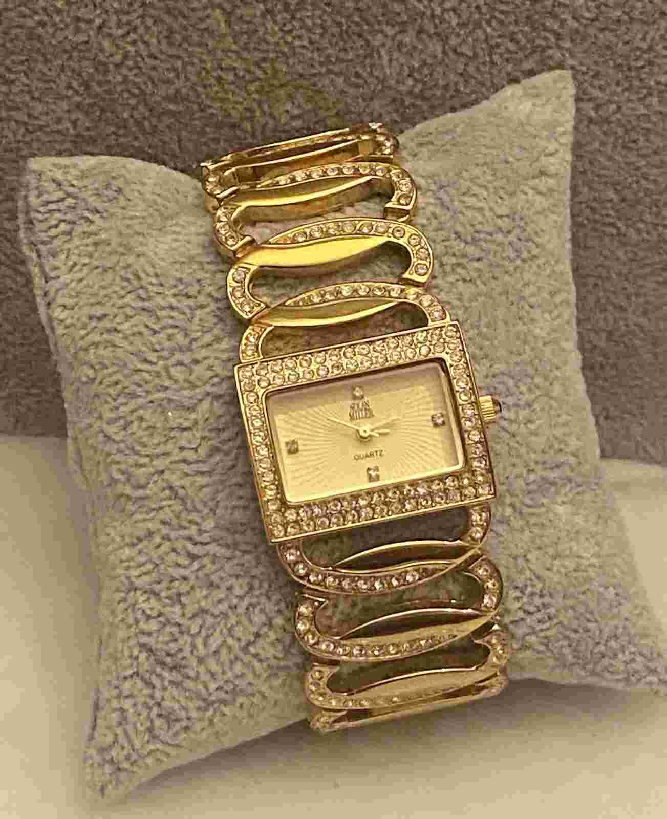 Nolan Miller Glamour Collection Ladies Watch Gold Tone Crystal Rhinestone