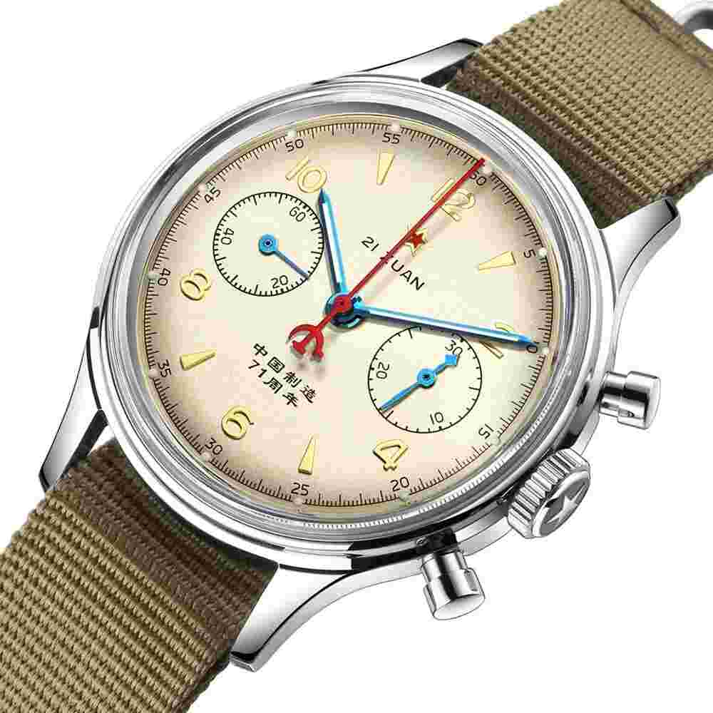 Seagull Red Star 1963 Chronograph Hand Wind Mechanical Watch 42mm With Sapphire