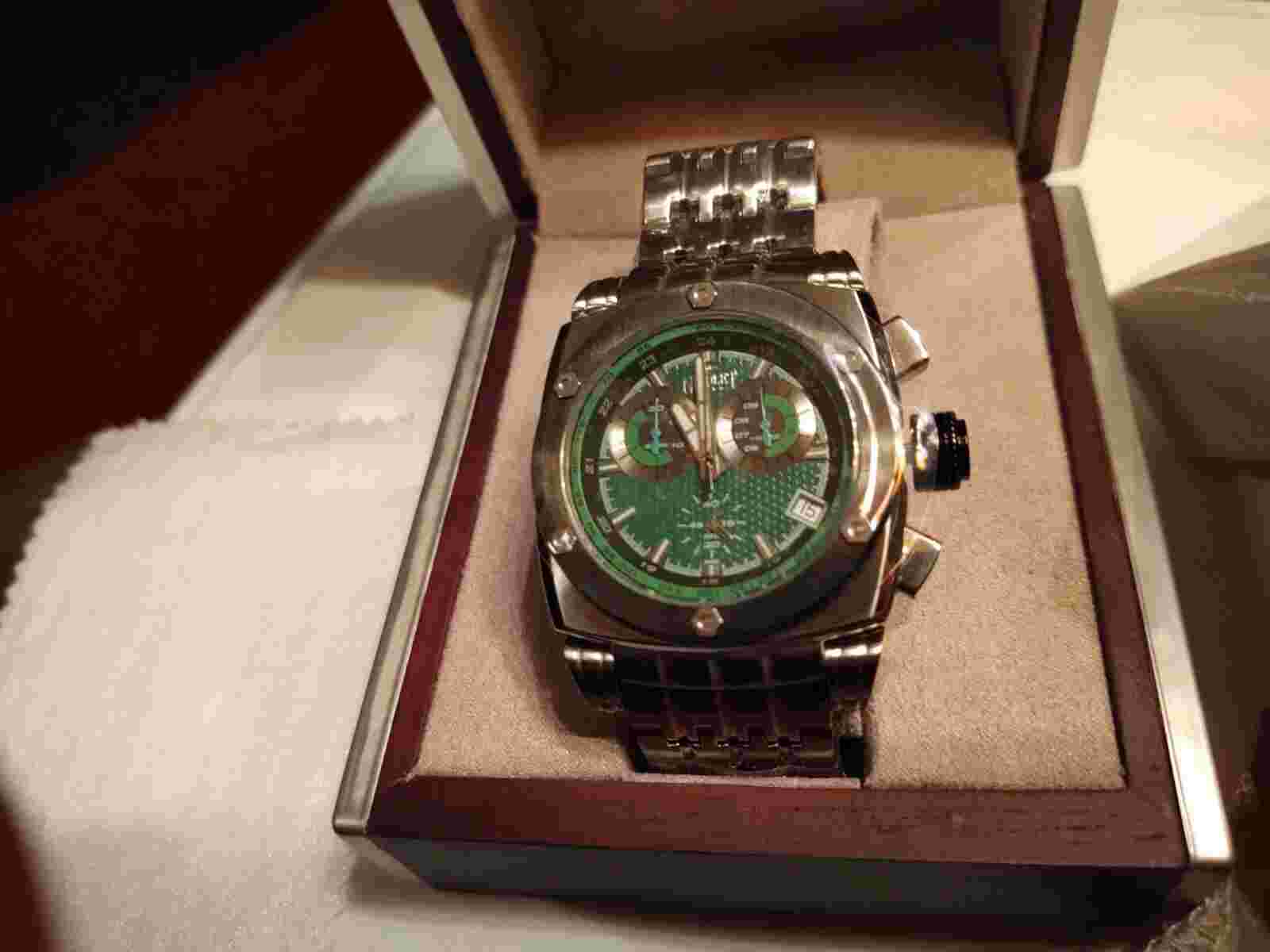 Rare 40/500 NEW Nicolet Speedfreak Chronograph GREEN FACE SS