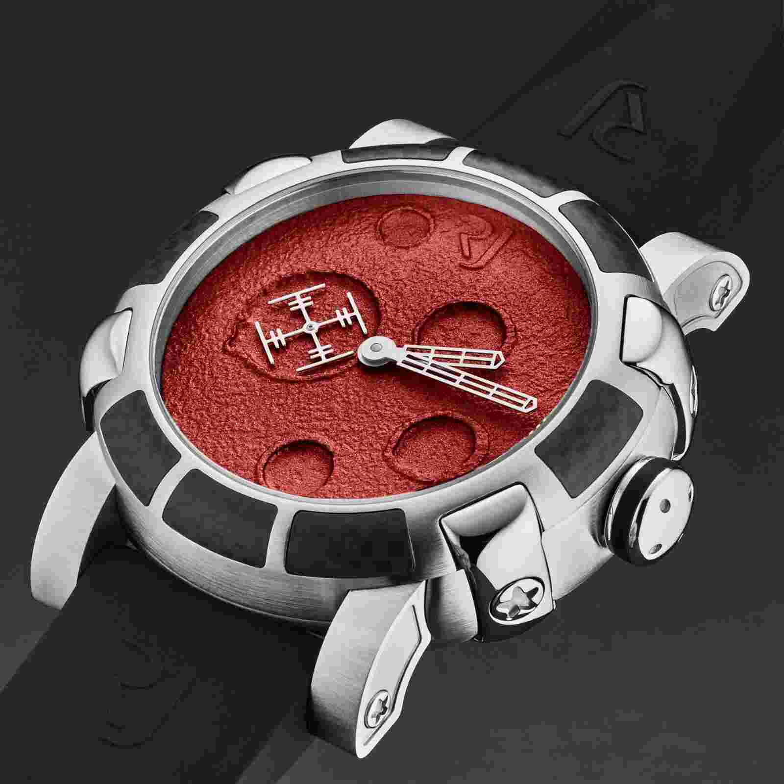 Romain Jerome Mens 'Moon Dust' Red Dial Black Strap Automatic RJMDAU.701.10