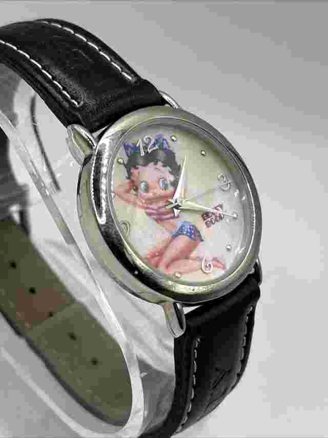 Vtg Betty Boop Women's Watch Genuine Leather Band Patriotic- New Battery