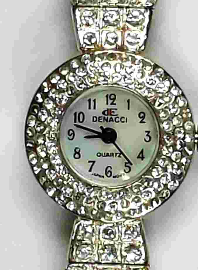 DENACCI WOMENS WATCH; GEMMED EVERYTHING; MOTHER OF PEARL FACE; WR; WORKS