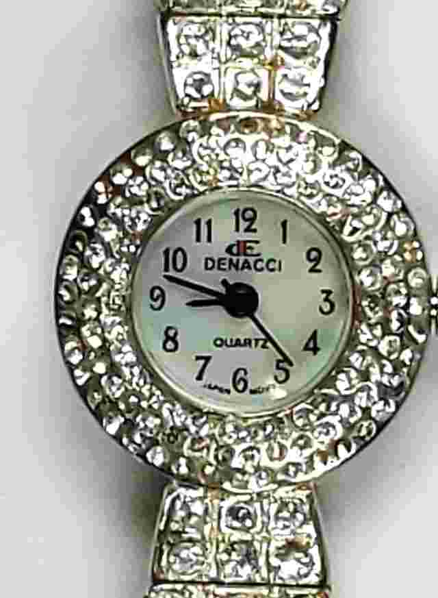DENACCI WOMENS WATCH; GEMMED EVERYTHING; MOTHER OF PEARL FACE; WR; WORKS