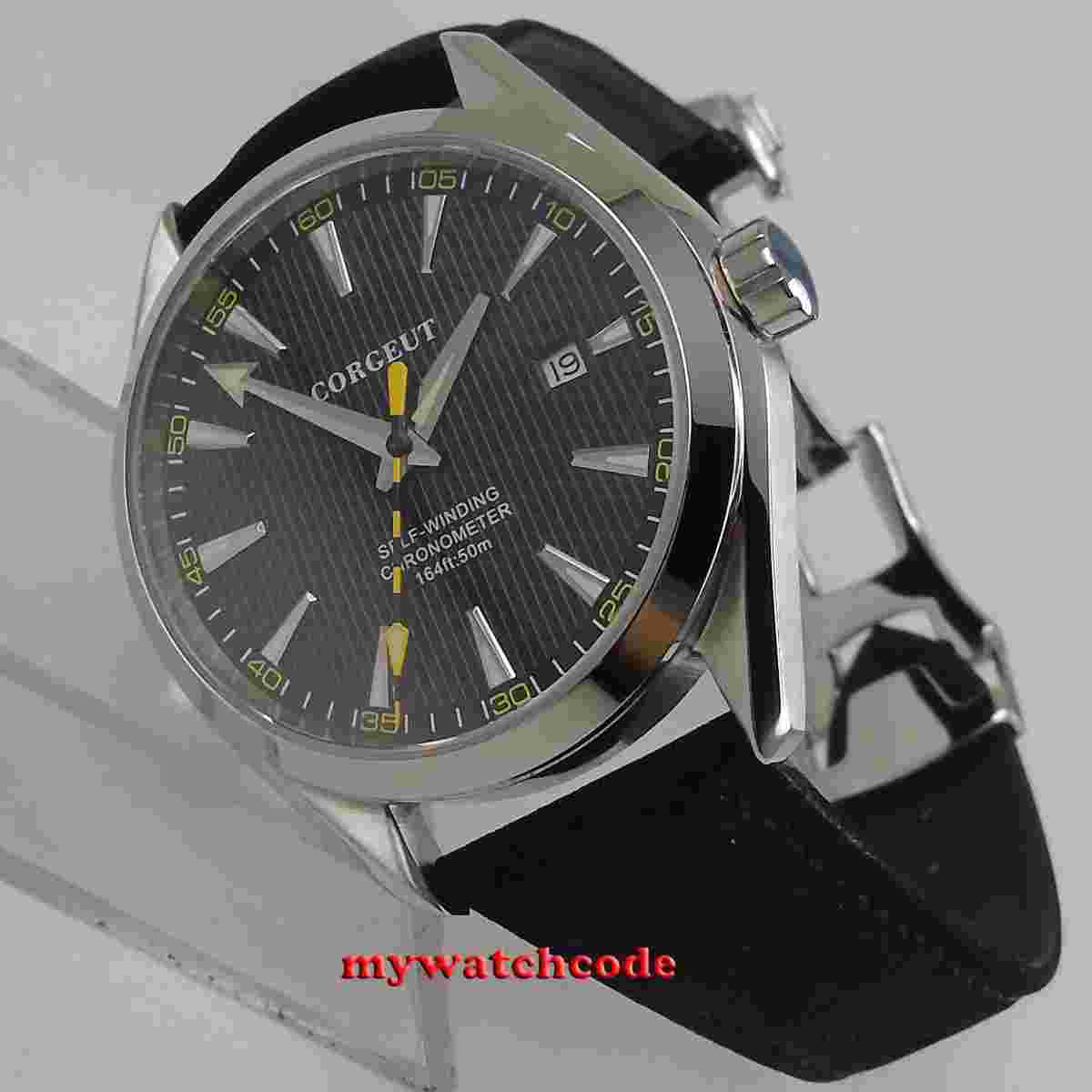Polisehd 41mm Corgeut Black Dial Sapphire Glass Miyota Automatic Mens Watch C131