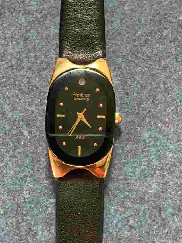 Armitron Diamond Now Ladies Watch Black & Gold - GREAT CONDITION
