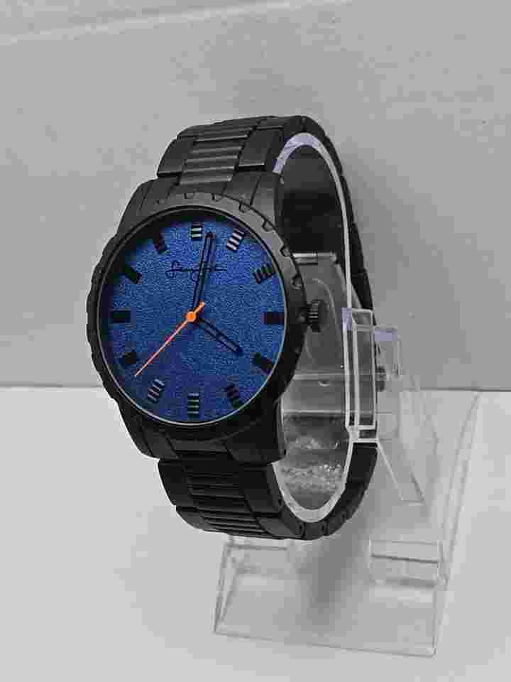 Mens Sean John Urbin 43mm Black Blue Watch SJ0001BKB New Battery Quartz Analog