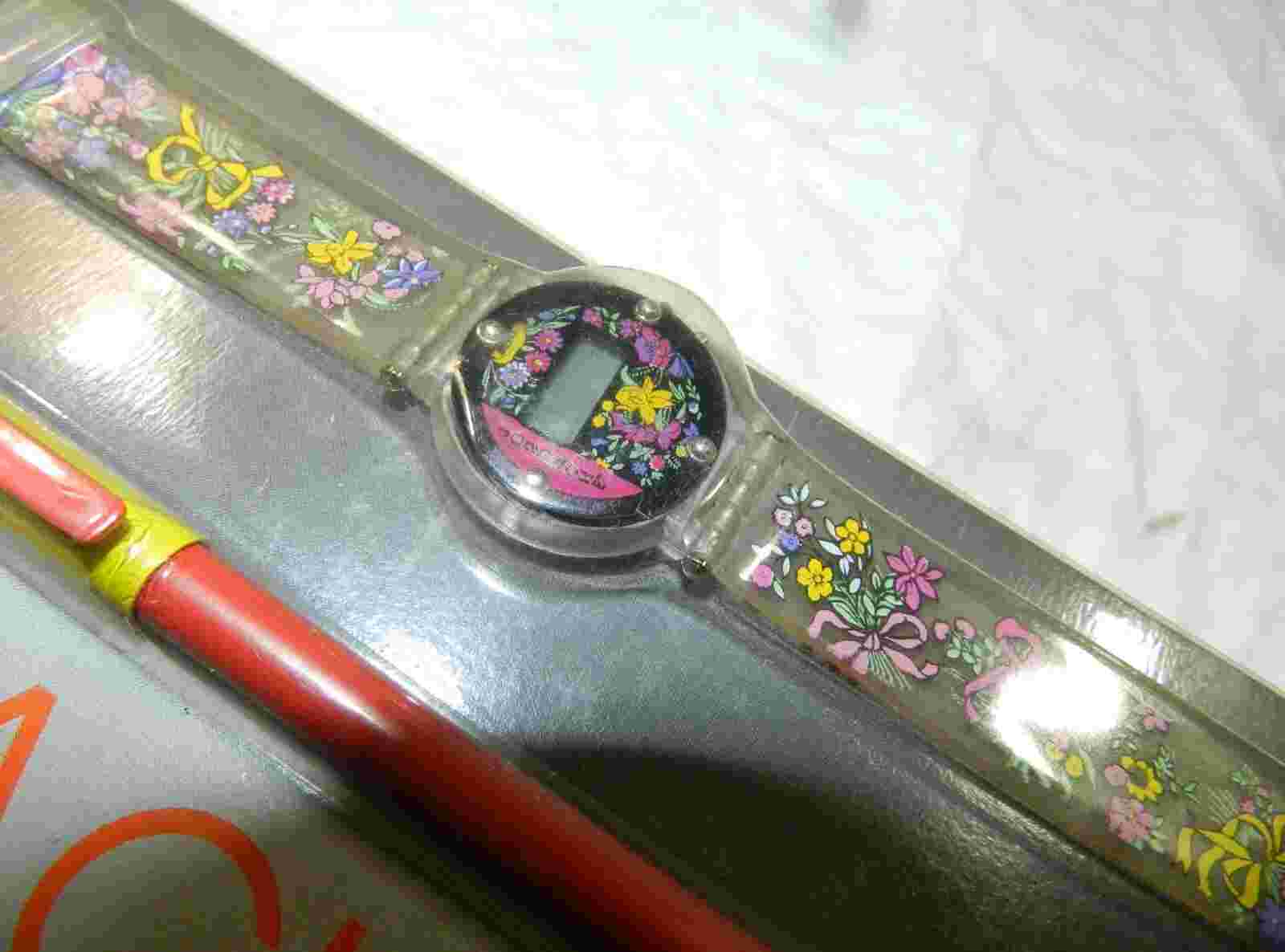 NIP - Jordache LCD Digital Quartz Watch + pen set - Floral Design- needs battery