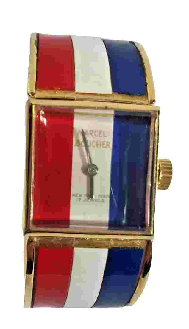 Vintage Marcel Boucher Hinged Cuff Manual Wind 17J woman watch. Runs.