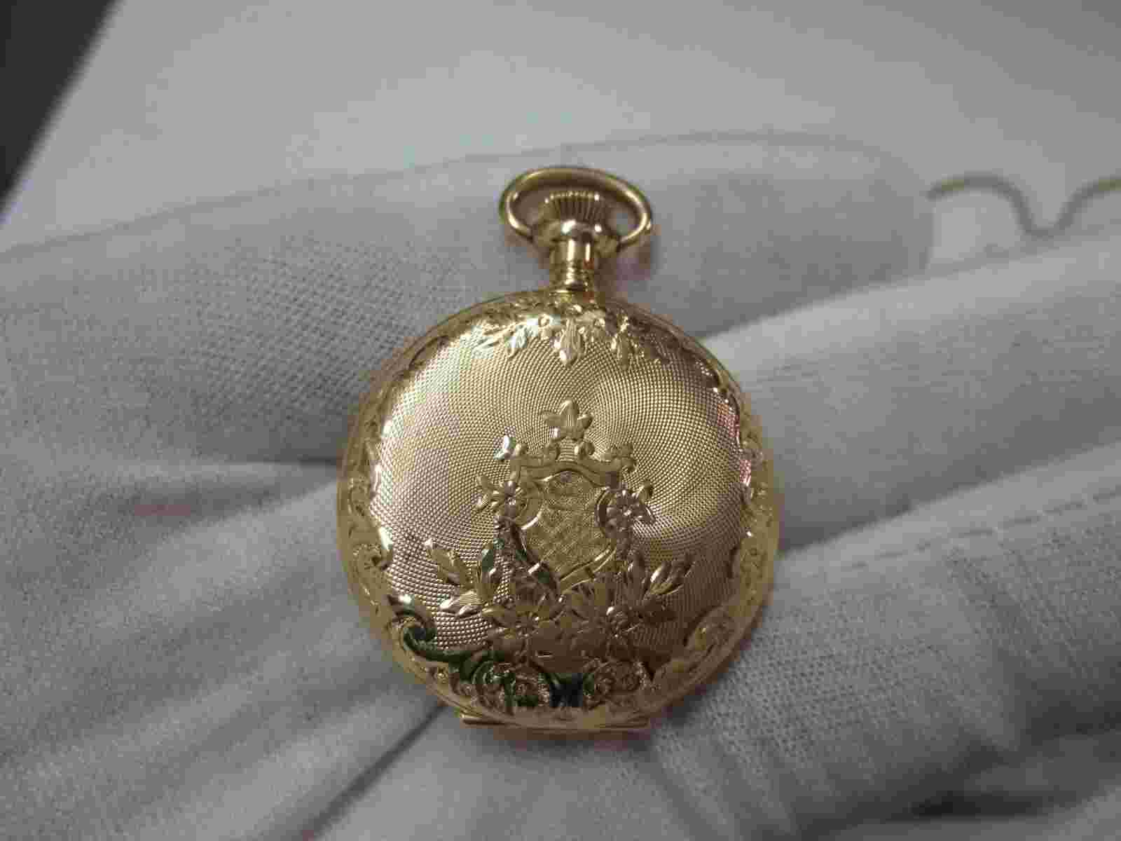 Elgin 14KT Solid Gold Women's Pocket Watch w/ 14KT Solid Gold Chain (Excellent C