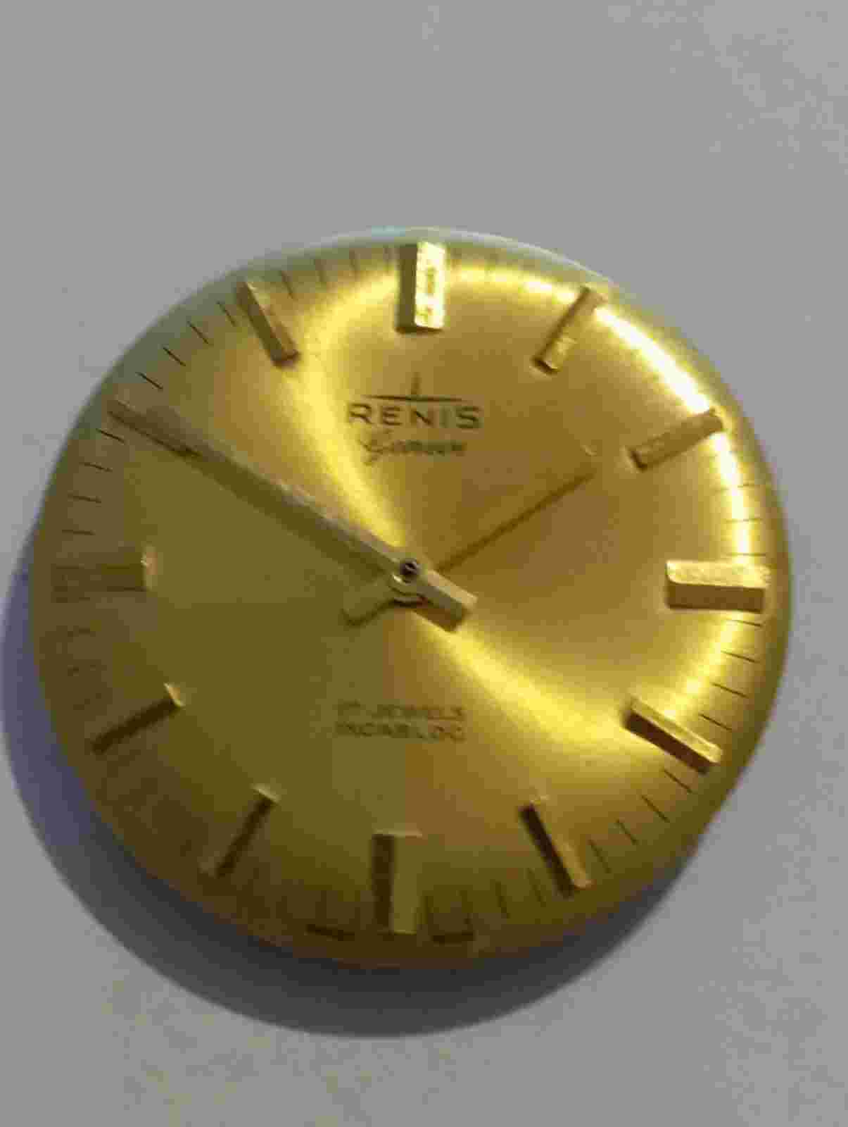 VINTAGE rare RENIS GENEVE 17 jewels incablock watch movement cal. MSR L33 hands