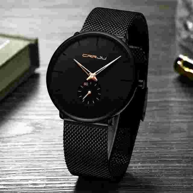 CRRJU Luxury Black Men's Watch