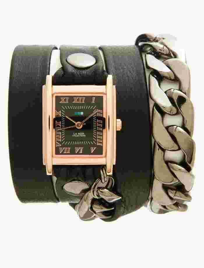 La Mer Malibu Chain Rose Gold/Black Face Wrap