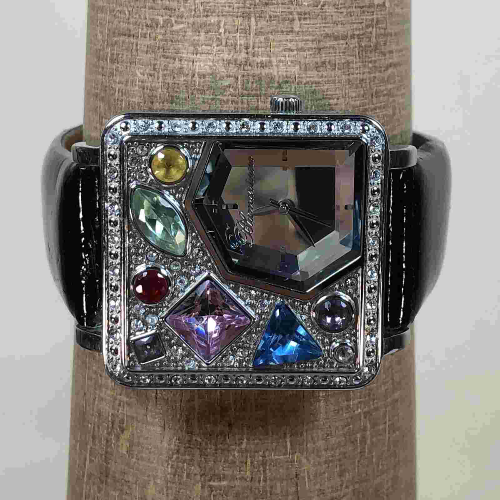 Ladies Blumarine Multicolor Crystals Square Leather Band Quartz Watch 3135L