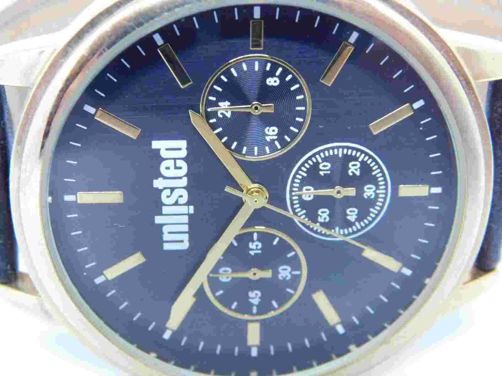 Unlisted 10031963 Gold Tone Case Black Dial Analog Men's Watch New Battery
