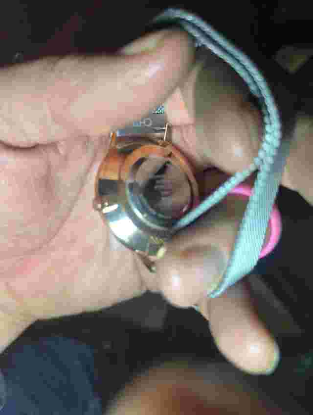 Aeropostale Gray Pearlized Dial Round Gold Tone Case Magneti Needs Battery