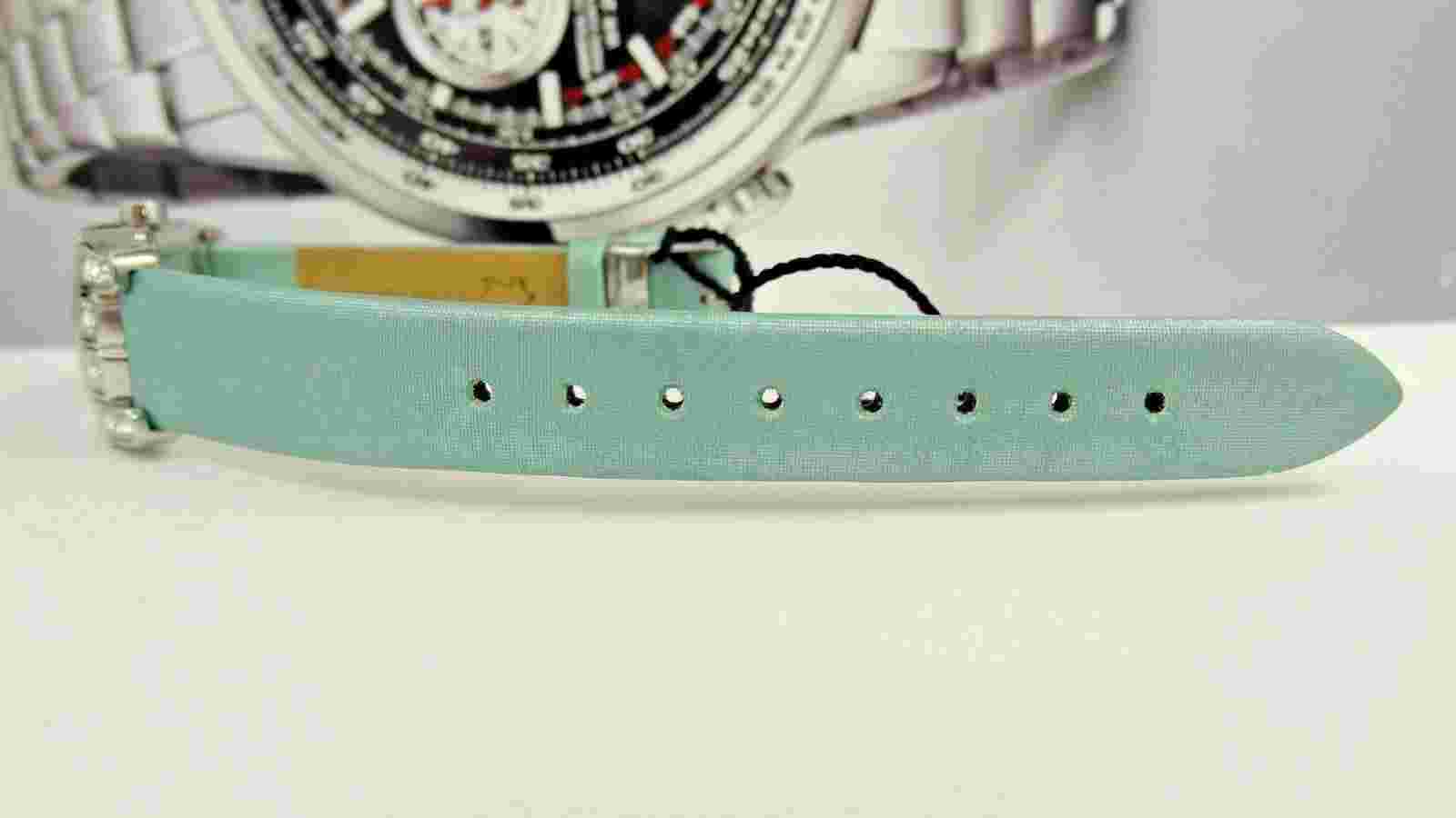 Blumarine 3153L Mint Leather/Fabric Band Crystals Silver Tone Women's Watch