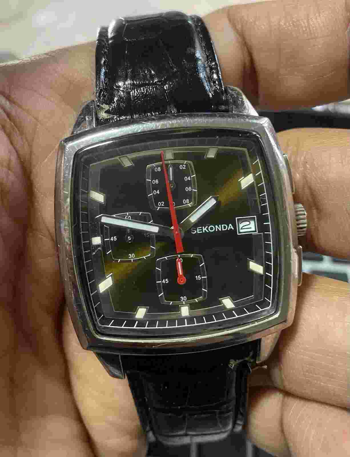 Vintage Seconda square chronograph watch