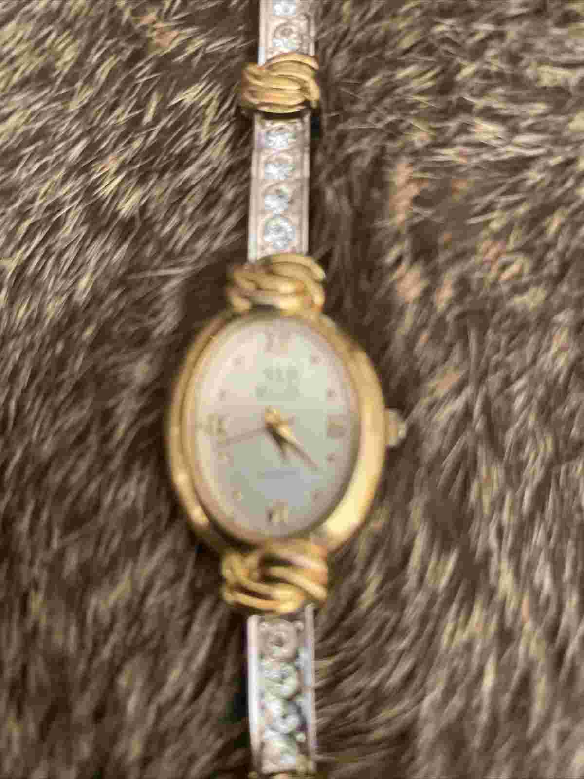 Nolan Miller Quartz Japan Movt Ladies Watch St Steel Two Tone Clear Stone Runs