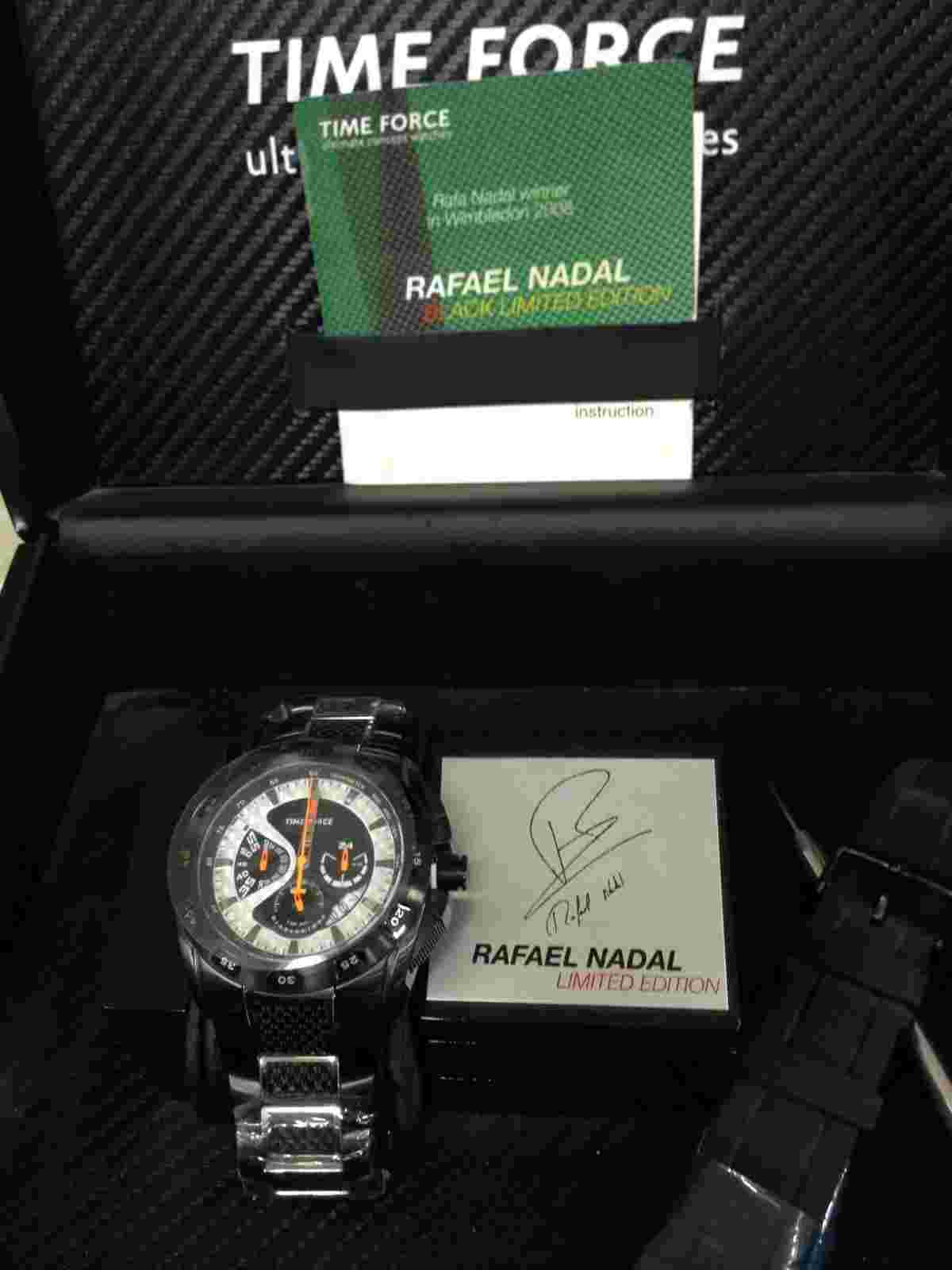 Time Force Watch, Rafa Nadal Collection, B.L.E Chrono. Black steel, white dial.
