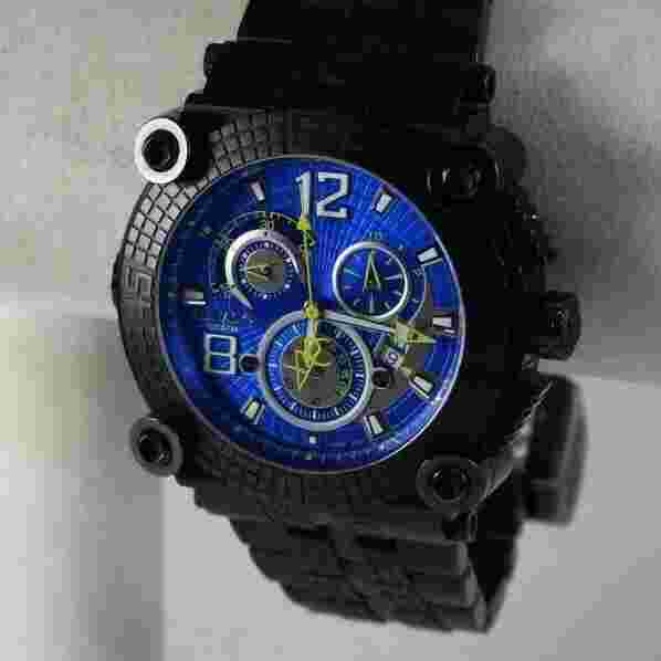 Renato Vulcan Diver Men's Watch, Swiss ETA G10, Blue Dial, Black IP, 100 ATM