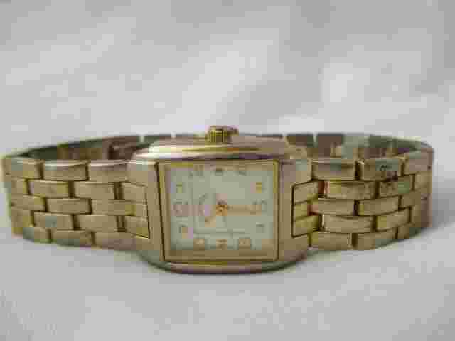 Callaway Watch Gold Tone Stainless Steel Band Rectangular Silver Tone Face
