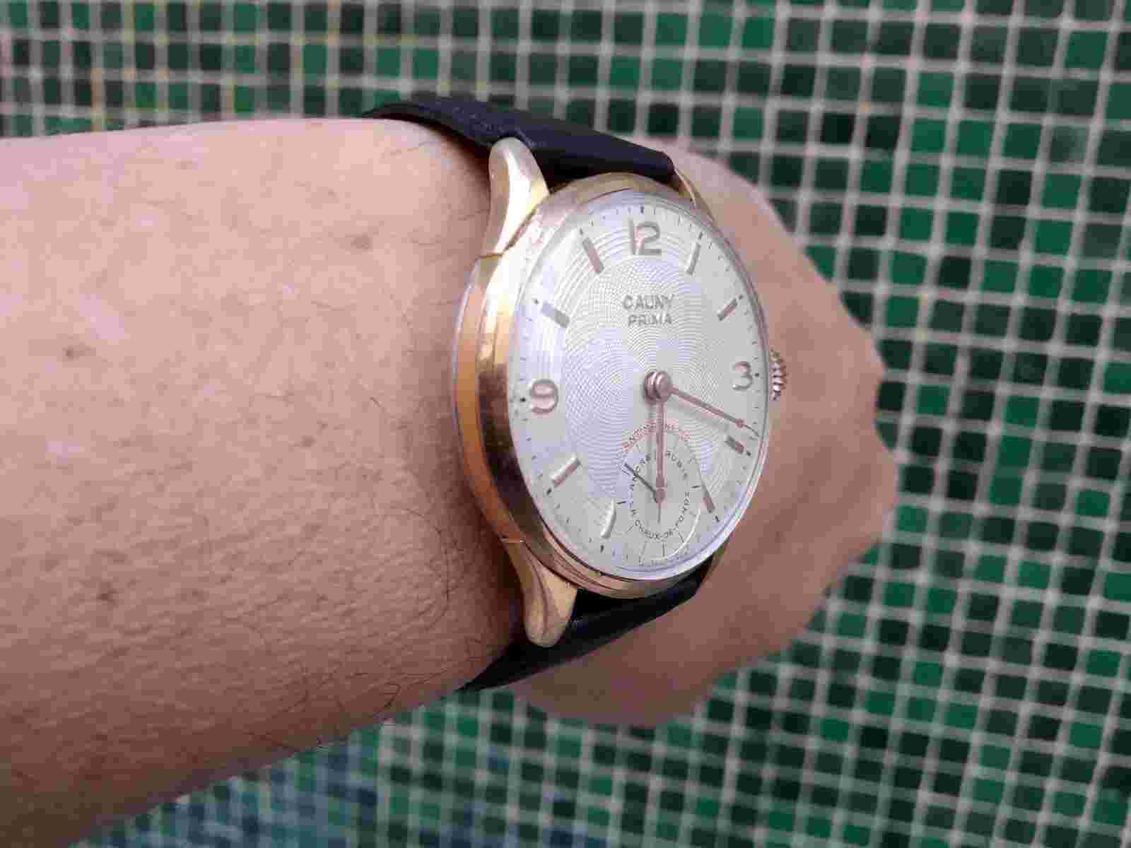 CAUNY PRIMA UNITAS 498 GOLD PLATED  41MM WORKING SUPER BIG GIANT JUMBO