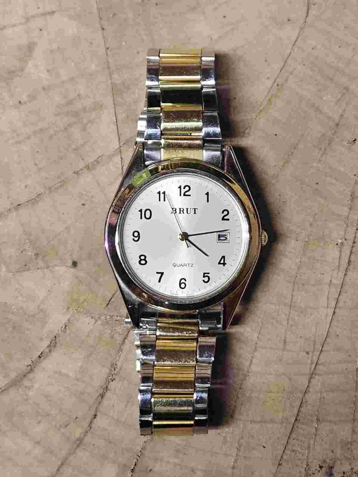 Vintage Brut Men's Gold Quartz Date Watch LBX 052 - Untested