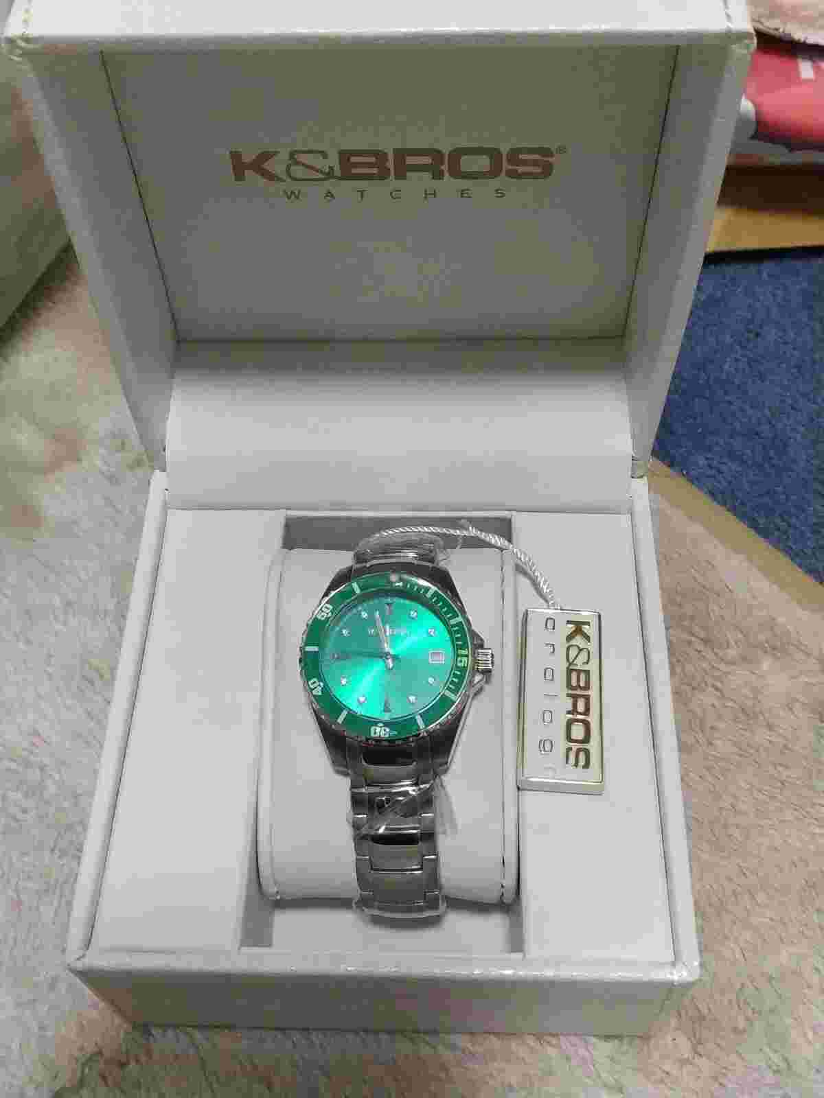 K&Bros Watch Green Dial Silver Watch