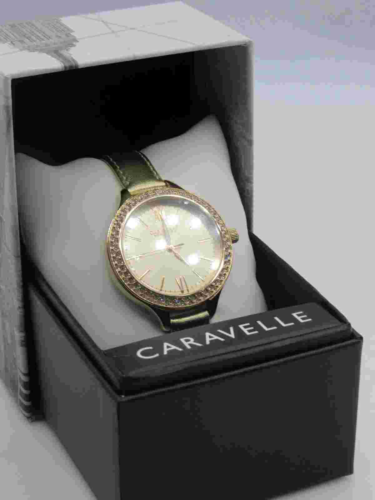 CARAVELLE NEW YORK 44L131 WOMEN'S ROMAN NUMERAL CRYSTAL ANALOG WATCH
