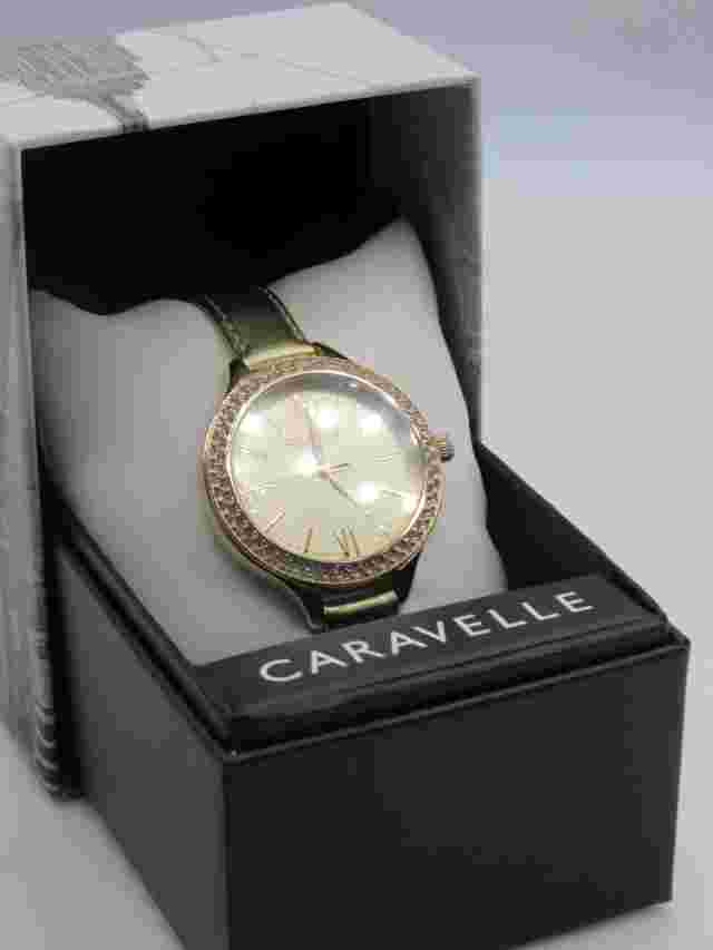 CARAVELLE NEW YORK 44L131 WOMEN'S ROMAN NUMERAL CRYSTAL ANALOG WATCH